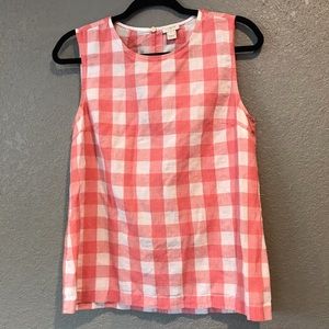J Crew sleeveless top pink & white gingham size 4